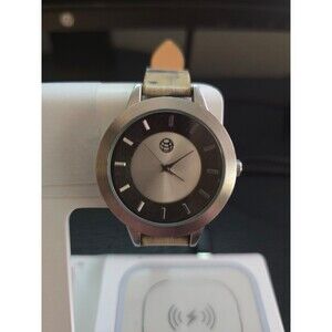 EARTH WOOD Womens Autumn Dark Brown Leather Strap 38mm Watch 133655